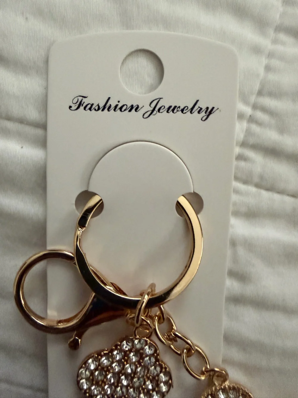 Fashion Jewelry Gold Crystal Clover Keychain Charm